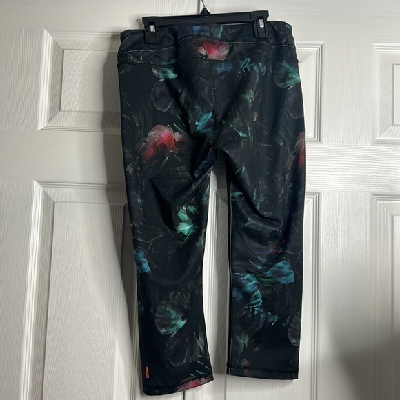 Lucy Capris Workout Stretch Leggings M Blue Green - Picture 4 of 5